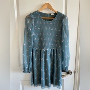 Wilfred Green Smocked Mini Dress